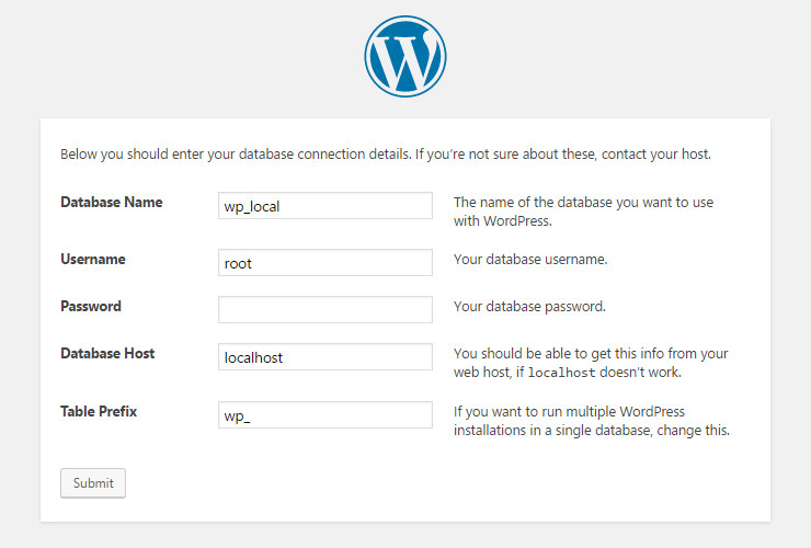 WordPress installation