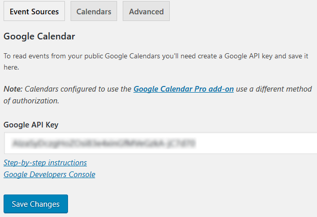 Embed Google Calendar - Simple Calendar - Google Calendar Plugin API Key Saved