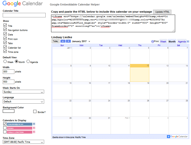 Embed Google Calendar - Customize Calendar