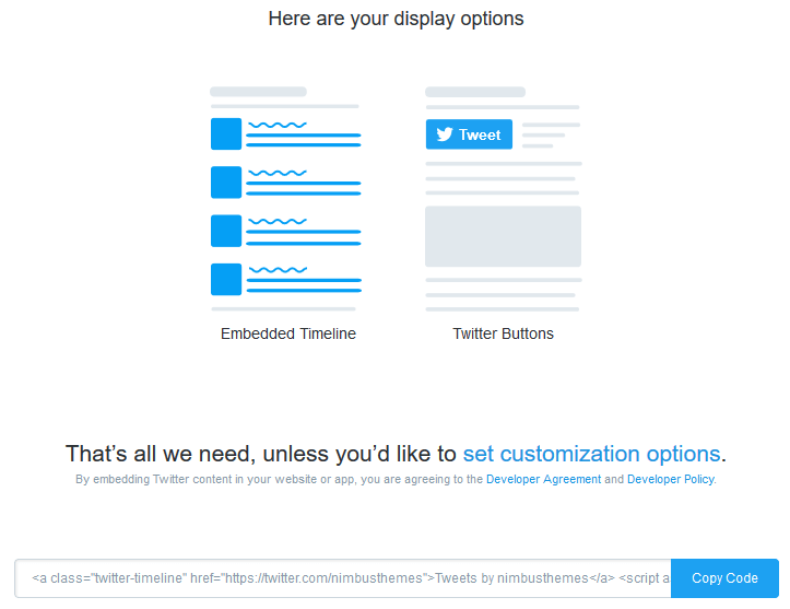 Native Twitter Widget Options