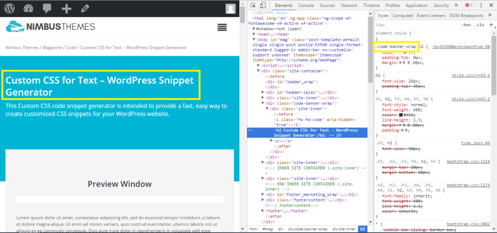 Custom CSS for Text - WP Code Snippet Generator