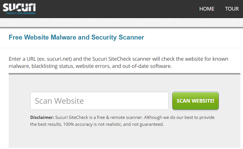 Sucuri SiteCheck tool