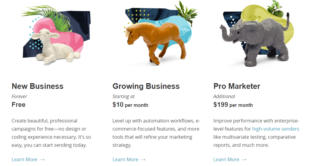 MailChimp pricing table