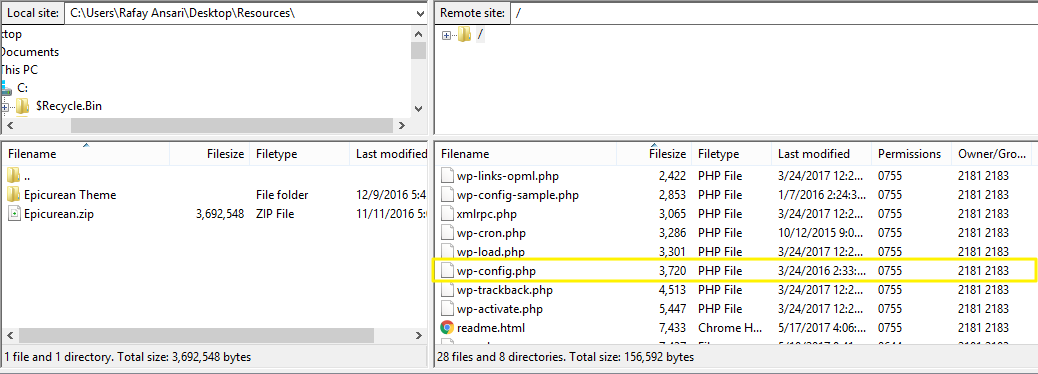 wp-config.php file