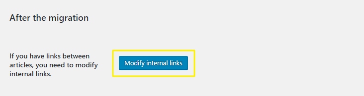 Modify internal links button