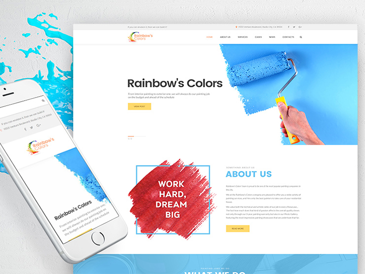 Rainbow's Colors - Painting Company Responsive WordPress Theme
