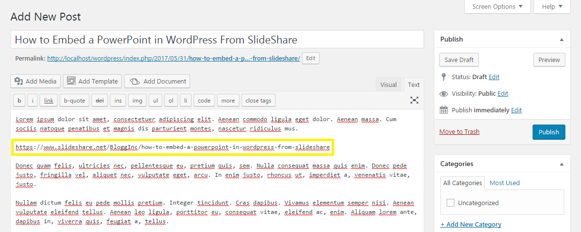 WordPress HTML editor